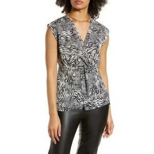 New Halogen Animal Print Twist Blouse